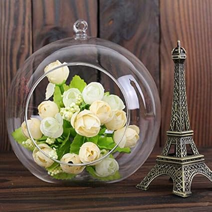 Decent Glass Hanging Glass Globe Plant Terrariums - Glass Orbs Air Plants Tea Light Candle Holders Succulents Moss Miniature Garden Planters Home Decor Indoor Garden (4 inch)