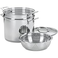 Cuisinart 4-Piece Cookware Set, 12 Quarts, Chef's Classic Stainless Steel Pasta/Steamer, C77SSW-12P