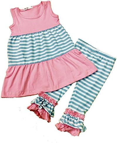 Sassy Smock  Pink &amp; Light Blue Dress With Ruffle Leggings (18 Months)