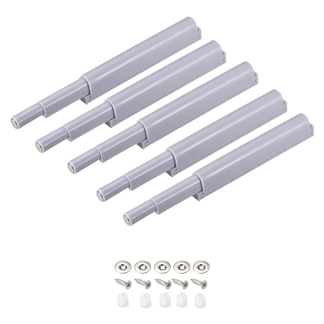 uxcell Magnetic Touch Catch Latch Push To Open System Damper Buffer for Cabinet Door Cupboard Gray 5 Sets