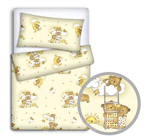 Babymam BABY BEDDING SET PILLOWCASE + DUVET COVER 2PC TO FIT JUNIOR BED (Ladder cream)
