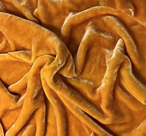 Hand Dyed Very Plush Silk Velvet Fabric -By the Yard- (Golden Poppy)