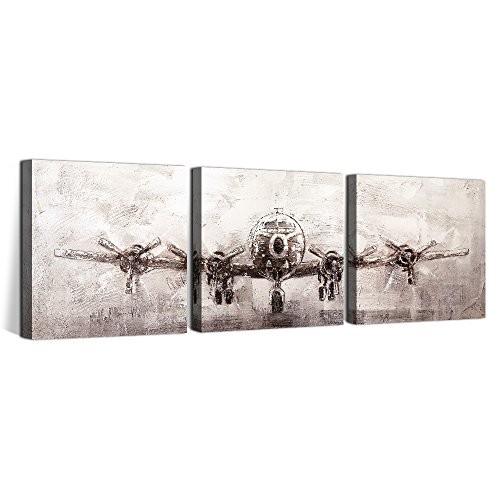 OKAYPAINTING--Exclusive Modern Airplane Canvas Painting Wall Art Home Decoration Streched Canvas Art Decor 12X12inch Set of 3