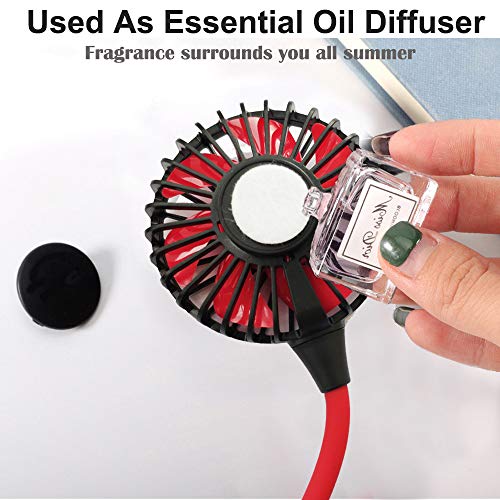 Portable Neck Fan USB Rechargeable Mini Hand Free Personal Fan 2000mA 3 Adjustable Speed Wearable Neckband Fan for Camping Traveling Office Room