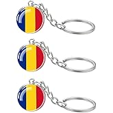 LLBFHH 3 Pcs Romania Flag Key Chain,Cool Keychain for Car Keys, Stainless Steel Keyrings & Keychains,Used for Home Decoration, Jewelry Hanging Decorations.