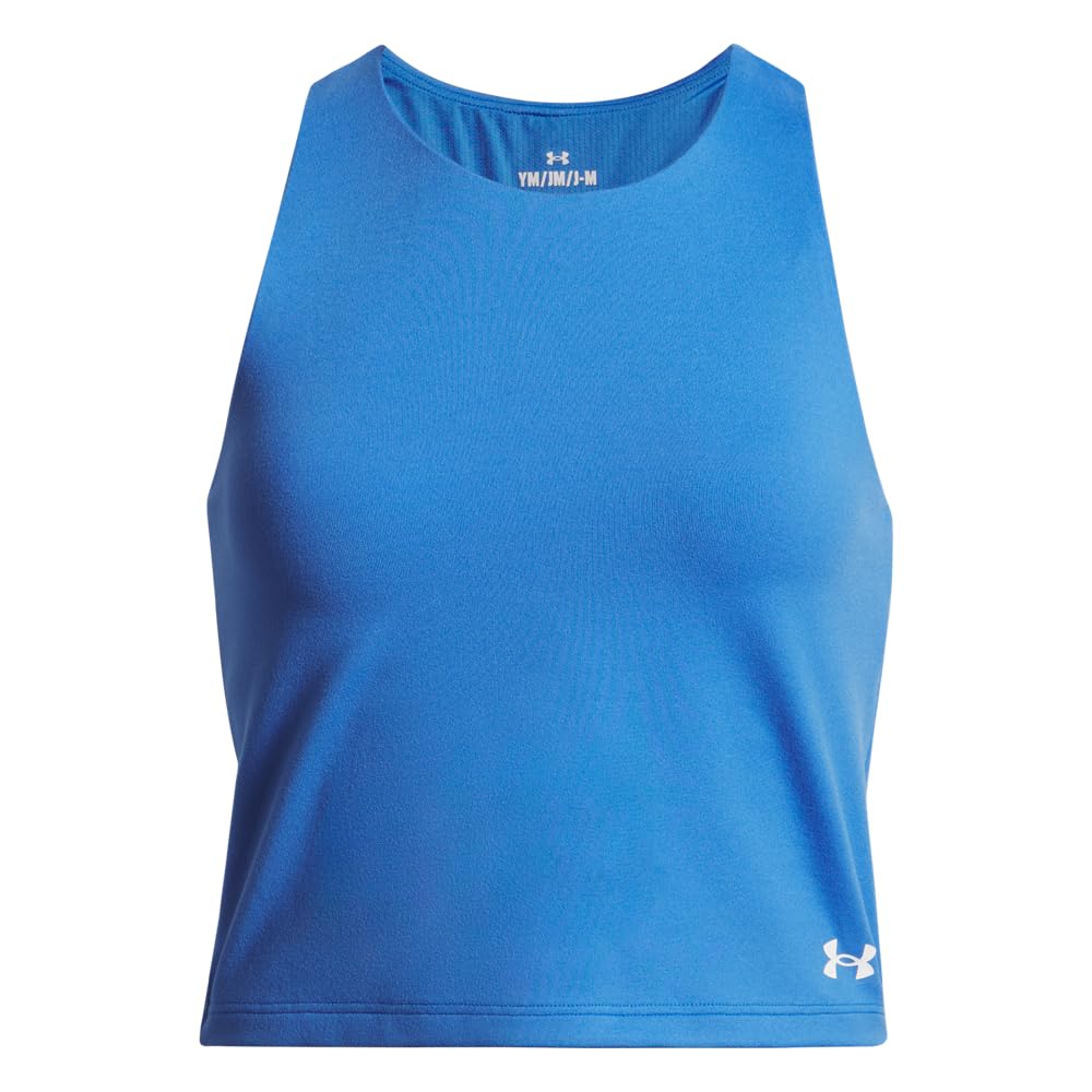Under Armour Girls’ Motion Crop Tank Top, (402) Blue Atlantis / / White, X-Large