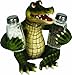 Rivers Edge Products Salt and Pepper Shakers Set, Unique Poly Resin and Glass Spice Dispenser, Novelty Kitchen Counter Decor, Alligator