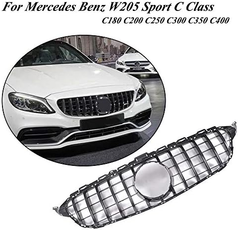 jcsportline fits for Mercedes Benz W205 Sport C Class Front Center Kidney Grille Trim Frame Grill C180 C200 C250 C300 C350 C400 2015-2018 (without Camera Hole)