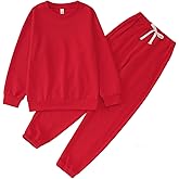 MODNTOGA Big Kid Plain Sweatsuit Set 2PCS Crewneck Sweatshirt and Sweatpants Set for Boys Girls Activewear Fall Winter Outfit