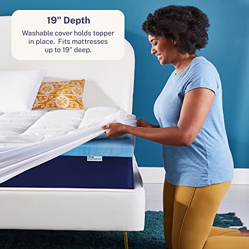 Sleep Innovations Dual Layer 4 Inch Memory Foam Mattress Topper, Queen Size, Medium Support, 2