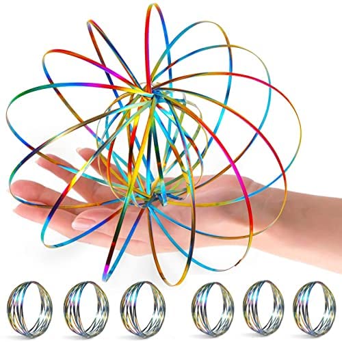 Photo 1 of YOFOBU 6 Pack Spinner Ring Arm Magic Spring Arm Sculpture Ring Colored Magic Kinetic Spring Interactive Stress Relief Rings Festival Accessories (Color)