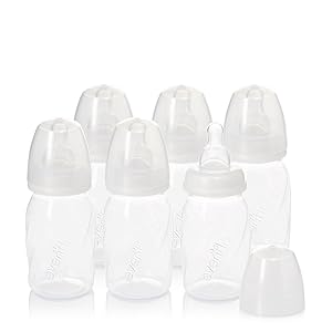 Evenflo Feeding Premium Proflo Vented Plus Polypropylene Baby, Newborn and Infant Bottles - Helps Reduce Colic - Clear, 4 Ounce (Pack of 6)