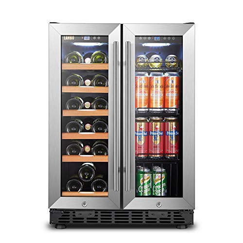 LANBO Wine and Beverage Refrigerator, Compact Built-in Wine and Drink Center Combo, 18 Bottle and 55 Can