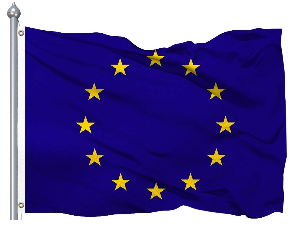 QSUM Europe Flag 3x5 Ft - European Union EU Flag - Premium Quality Euro Blue 12 Stars - 400D Polyester Outdoor/Indoor Flag