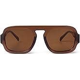 ADE WU Trendy Square Sunglasses for Women Men,Vintage Square Aviator Sunglasses Fashion 70s Inspired Stylish Flat Top Shades