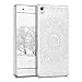 kwmobile Crystal Case Compatible with Sony Xperia XA - Hard Durable Transparent Protective Cover - Flowers White/Transparent