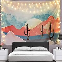 Joddge Mountain Tapestry Cactus Tapestry Sun Tapestry Nature Landscape Tapestry Wall Hanging for Room(51.2 x 59.1 inches)
