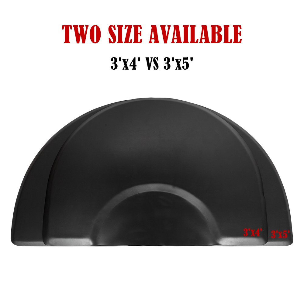 Mefeir 3' x 4' - 1 inch Thick Salon Anti Fatigue Mat for Hair Stylist, Semi Circle Comfort Barber Shop Beauty Floor Mats Under Styling Chair