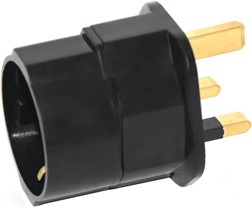 UK Travel Converter Adaptor Plug,Schuko Style Socket 2 Pin Euro to UK 3 Pin Plug Adapter (Black)