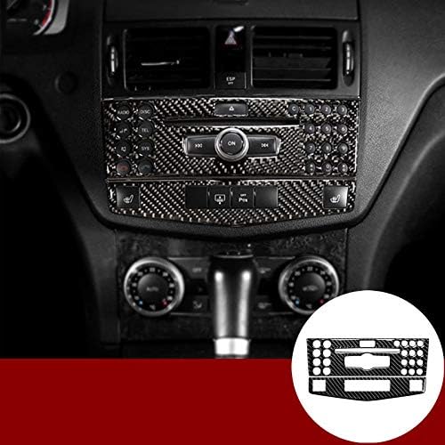 HOTRIMWORLDCarbon Fiber Center Console CD Panel Trim Cover 2pcs for Mercedes-Benz C Class W204 S204 2007-2010