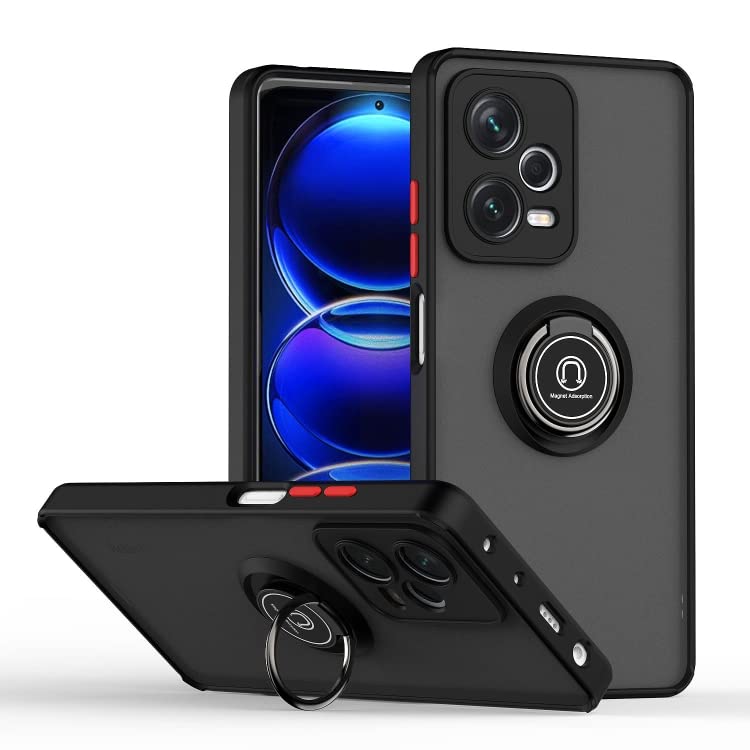 Tumundosmartphone Matte Case with Black Edge and 360 Rotating Ring for Xiaomi Redmi Note 12 4G