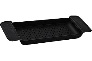 Bathtub Tray, Expandable Plastic Material Draining Design Bath Caddy Tub Table for Bathroom with Stable Placement (Black)