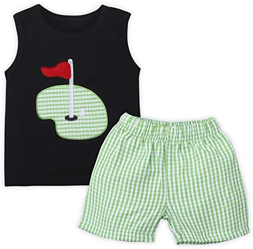 Ieumaz Toddler Baby Boy Clothes Sleeveless Summer Vest Outfits Golf Tank Top Shorts Sets 2PCS (6 Months-4T)