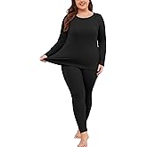 COOTRY Plus Size Thermal Underwear for Women Fleece Lined Long Johns Base Layer Top and Bottom Sets for Winter