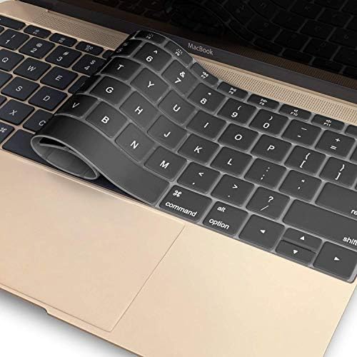 PLASTRON Keyboard Protector Cover Skin for MacBook Pro 13" Without Touchbar A1708 - Black (Letter Printed)