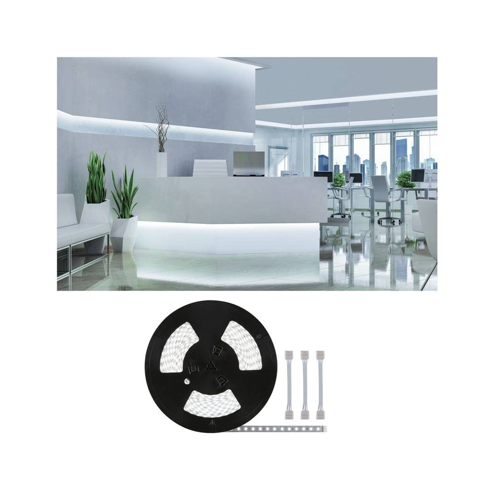 Paulmann 71043 LED Stripe MaxLED 500 20 m Daylight White IP20 Includes 1x 72 Watt Dimmable Silver Plastic 6500 K