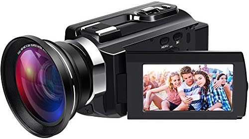 4K Camcorder Video Camera Ultra HD WiFi Digital Camera Camcorders with IR Night Vision and External Wide Angle Lens and Macro Lens
