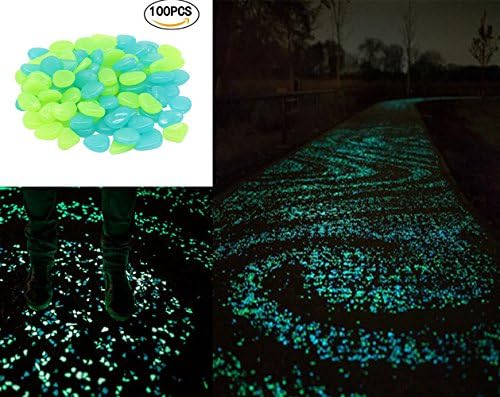 Glow in the Dark Stones, Decorative Stones,Garden Pebbles Rocks for Outdoor, Artificial Decorative Stones Rocks forWalkway, Window, Yard Grass, and Fish Tank Decoration(100 pcs)