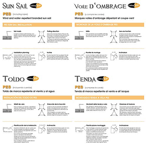 CelinaSun Sonnensegel wasserdicht inkl Befestigungsseile Premium PES wasserabweisend imprägniert Dreieck rechtwinklig 3 x 3 x 4,25 m hell grau – Bild 7