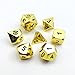 Set of 7 Deluxe Metal Golden Polyhedral Game Dice Set, Golden RPG Game Dice 7pcs Set of d4 d6 d8 d10 d12 d20 d%