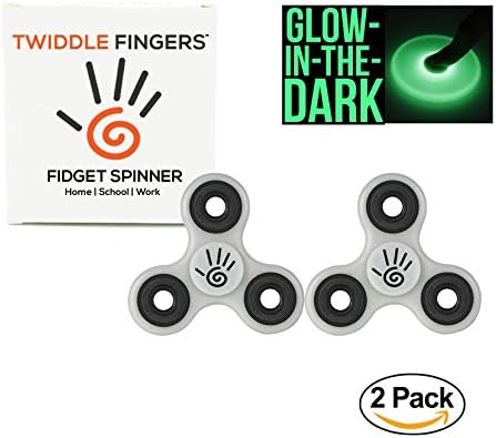 Twiddle Fingers Tri - Fidget Spinner (2 PACK) with 2 to 5 Minutes Spinning Times, Si3N4 Ceramic Bearing (Glow in the Dark - 2 Pack)