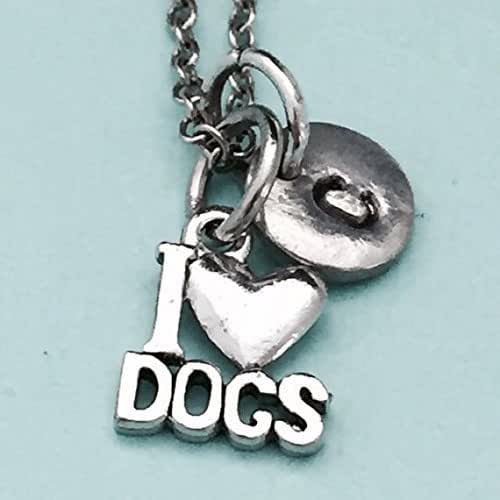 I love dogs necklace, i love dogs charm, dog necklace