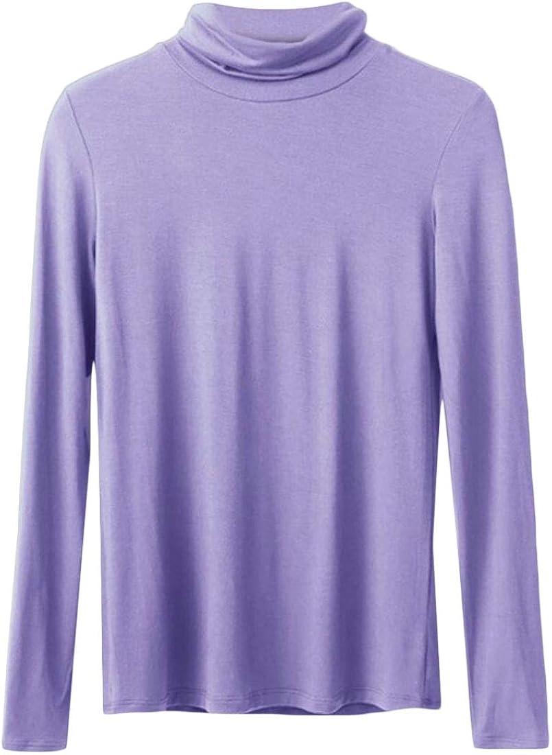 H&E Women Comfort Stretch Turtleneck Solid Long Sleeve Tops TShirts