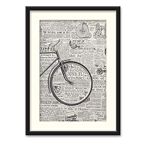 Old Newspaper Black Framed for Bedroom Livingroom