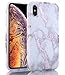 BAISRKE Shiny Rose Gold Metallic White Marble Design Clear Bumper Matte TPU Soft Rubber Silicone Cover Phone Case Compatible with iPhone X iPhone XS 5.8 inch