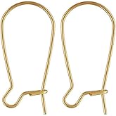 10pcs Adabele Real Yellow Gold Plated Sterling Silver 18mm Kidney Earring Hooks Ear Wire Connector (0.8mm/20 Gauge) for DIY Earrings Jewelry Making SS85-18