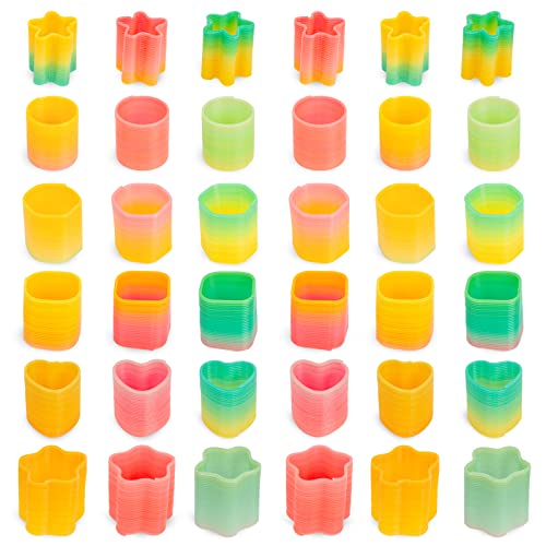 JOHOUSE Mini Magic Springs Bulk, 36PCS Rainbow Coil Spring Toys Magic Slinky Fidget Toys for Stress Relief Kids Halloween Party Favors Trick or Treat Toys