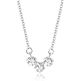 Aliyoham Sterling Silver Three Star Cubic Zirconia Necklace for Women, Hypoallergenic Sterling Silver Jewelry for Women Non Tarnish