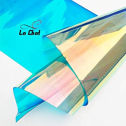 La Chat1 Roll 8"x37"(20cm x 95cm) Roll PVC Holographic Clear Film Mirrored Foil Holographic Vinyl Graphic Fabric for Shoes Bag Sewing Patchwork DIY Bow Craft Applique (Green)