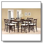 Counter Height Dining Sets 9pc Cappuccino Wood Counter Height Dining Table & 8 Chairs Set