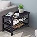 COSTWAY Bamboo Shoe Rack Bench 3-Tier Free Standing Wood Shoe Storage Organizer Shelf Holder Home Entryway Hallway Furniture Eco-Friendly (Black)