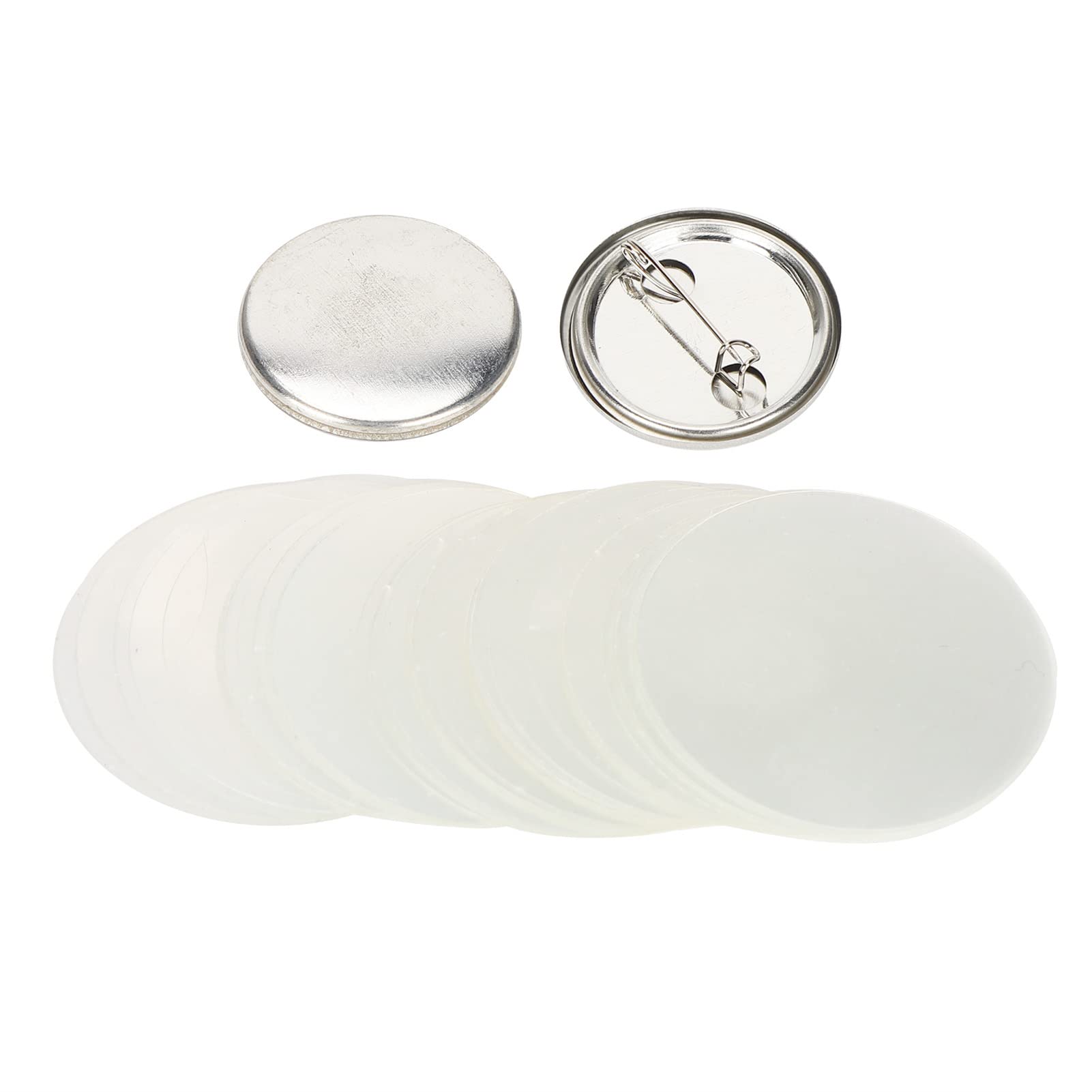 Blank Button Badge, 100Pcs 32mm Blank DIY Pin Kit Medal Clear Button Pin Badges Kit for Handicraft Gifts(32MM)