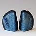 JIC Gem Agate Bookends Dyed Blue Book Ends for Heavy Books Geode Bookends for Bookshelf Decor Cute Stone Bookends with Rubber Bumpers for Office Décor and Home Decoration(1 Pair,6 to 8 Lbs)