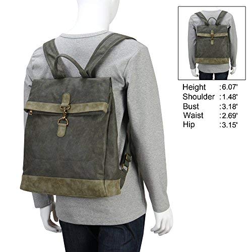 Hynes Eagle Stylish Roll Top Canvas Backpack Lightweight Travel Bag Matte Finish Army Green