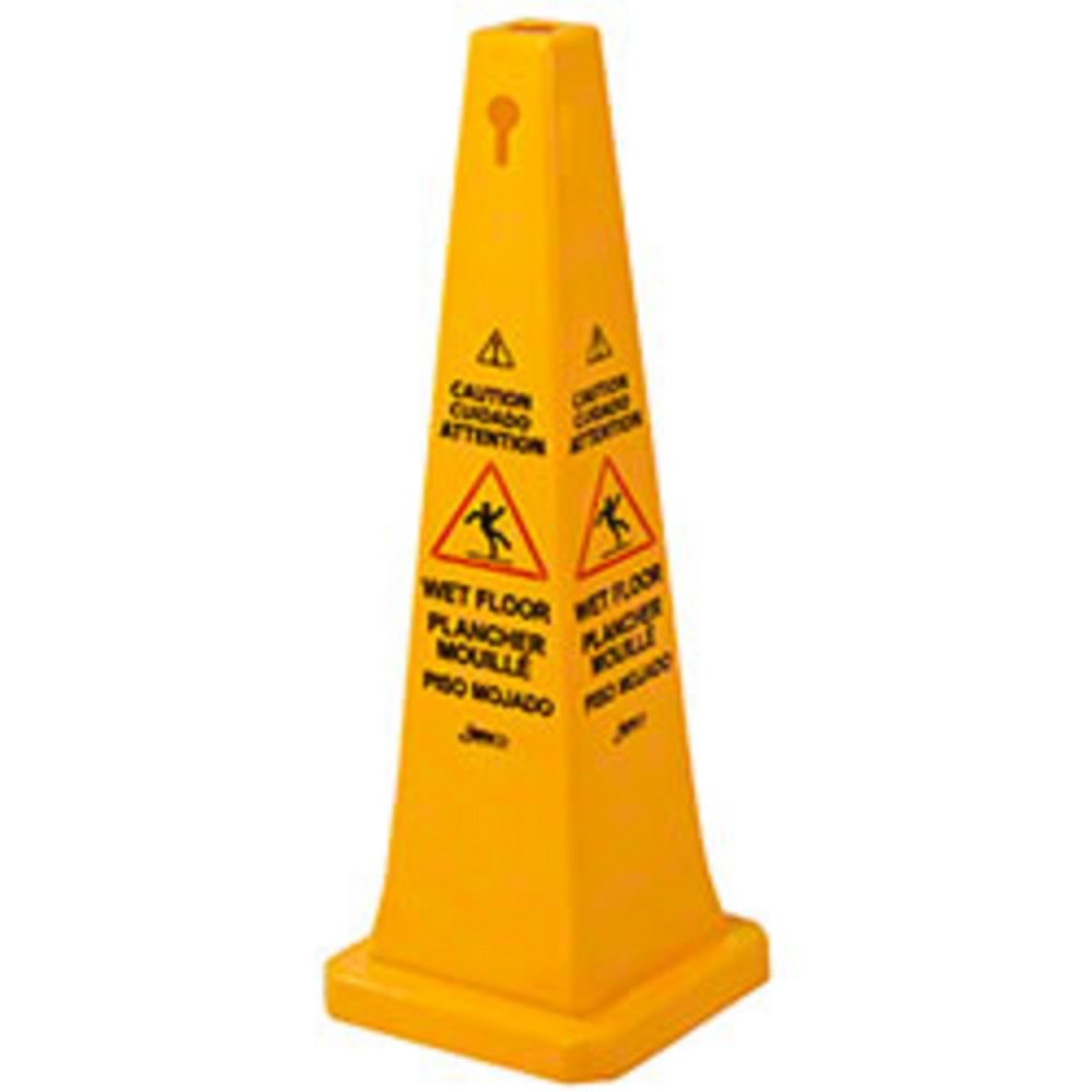 Janico 1072 Wet Floor Cone Public Safety Caution Cone, 4 Sided Caution