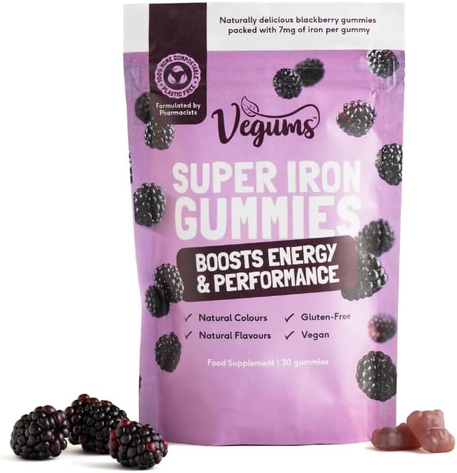 Vegums Super Iron Gummies - Vegan Iron Supplement - BlackBerry Flavor
